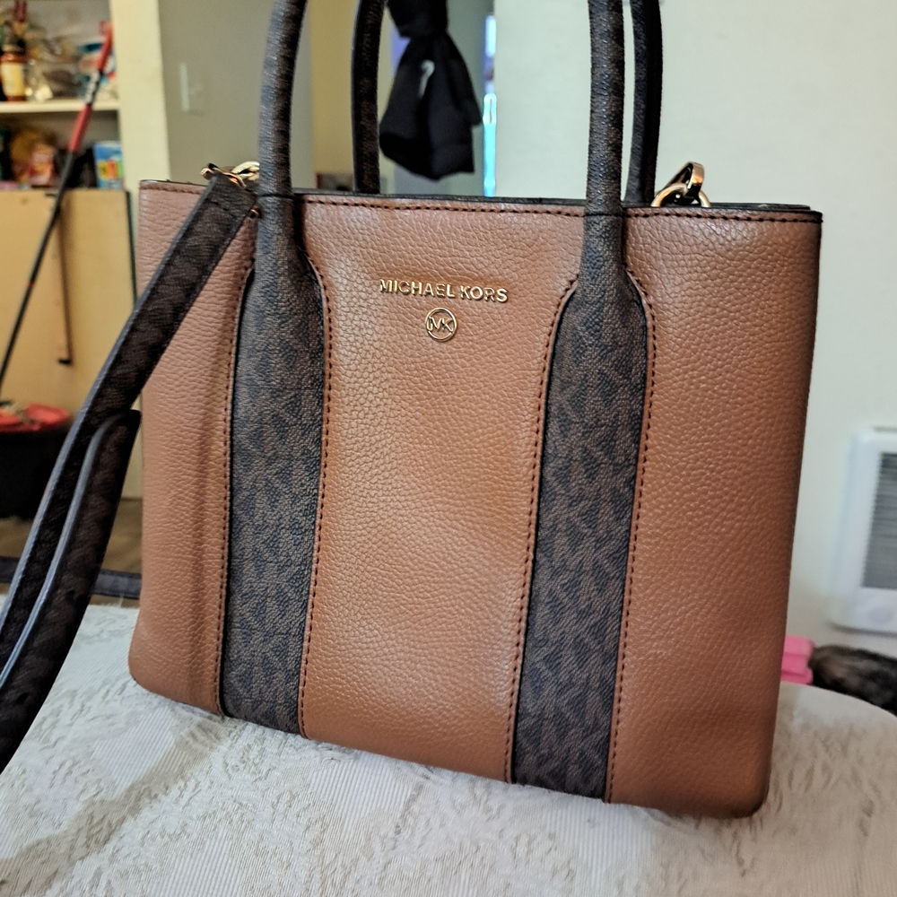 Michael Kors Tan and Black Satchel